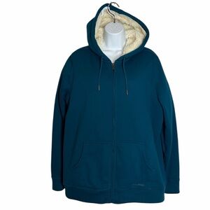 L.L.Bean 1912 Sweatshirt, Sherpa-Lined Hoodie, deep teal color, 1X